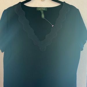 Ralph Lauren Top Navy with Lace Size XL!